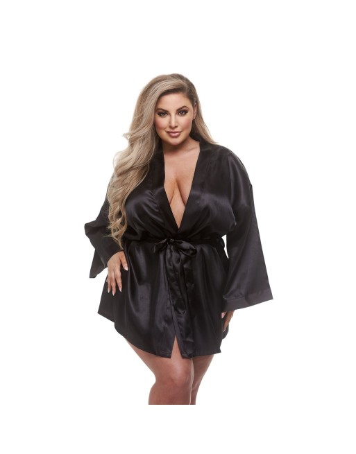 Morgenkåbe Baci Lingerie All Satin Sort XL