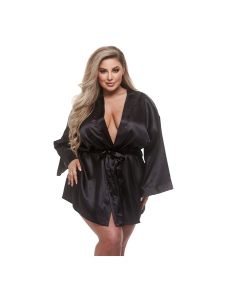 Morgenkåbe Baci Lingerie All Satin Sort XL
