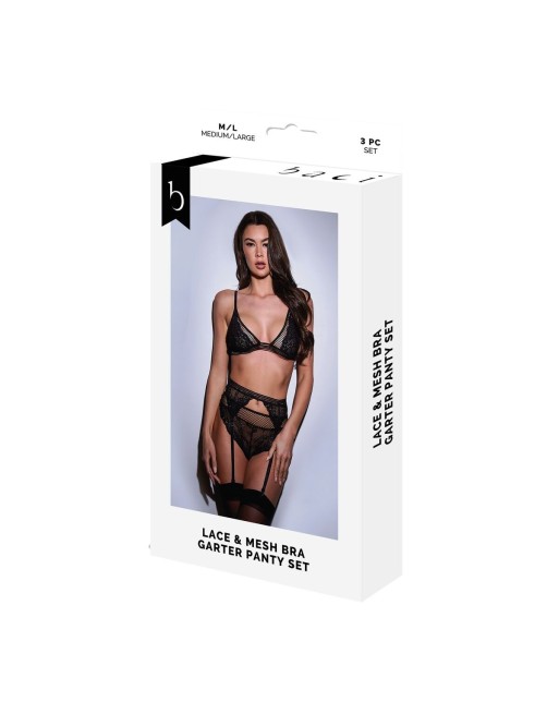 Unterwäsche-Set Baci Lingerie Schwarz 3 Stücke (S/M)