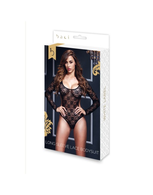 Spitzen Bodysuit mit ausgeschnittenem Rücken in Schwarz Einheitsgröße Baci Lingerie BW3102 Schwarz Einheitsgröße