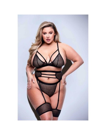 Undertøj Sæt Baci Lingerie Sort 3 Dele (Queen)