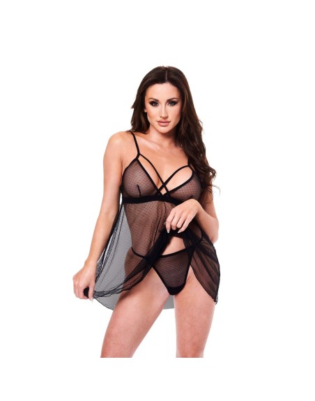 Unterwäsche-Set Baci Lingerie Babydoll & G-string Schwarz 2 Stücke (M/L)
