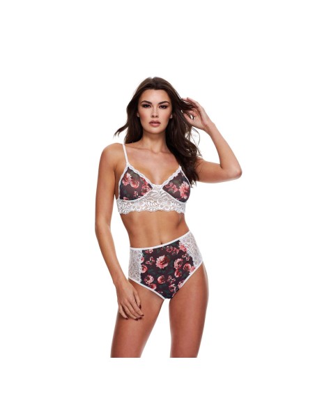 Ensemble de Lingerie en Dentelle Baci Lingerie Floral & Lace Gris (M/L)