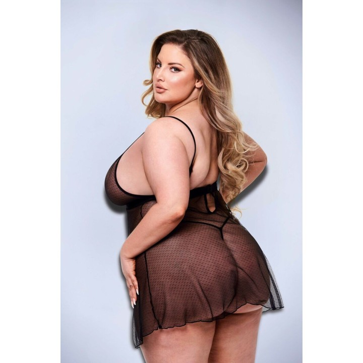 Unterwäsche-Set Baci Lingerie Babydoll & G-string Schwarz 2 Stücke (Queen size)