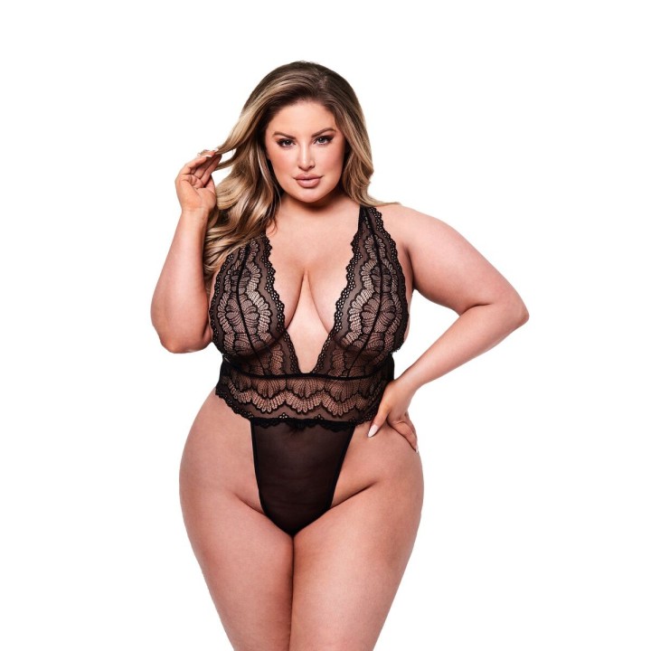 Body Baci Lingerie Deep V Noir Queen size