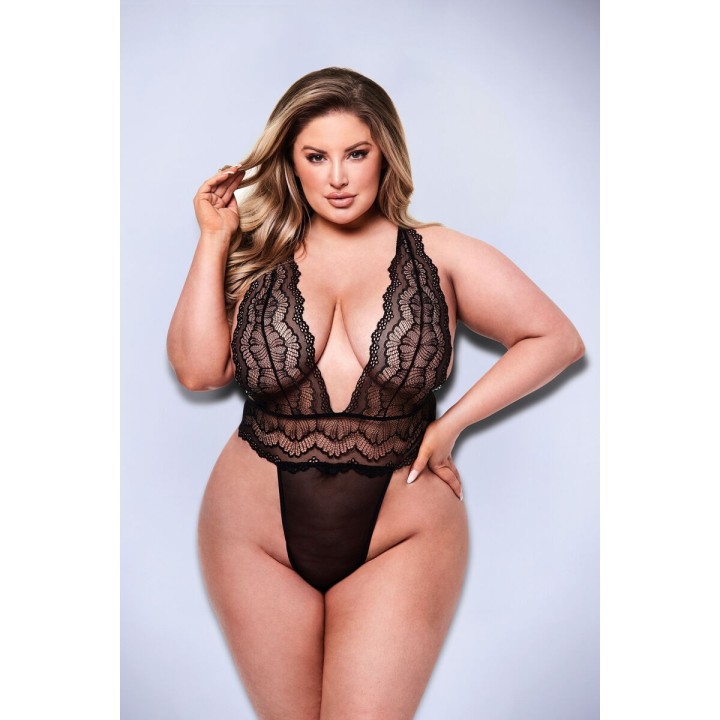 Body Baci Lingerie Deep V Schwarz Queen size