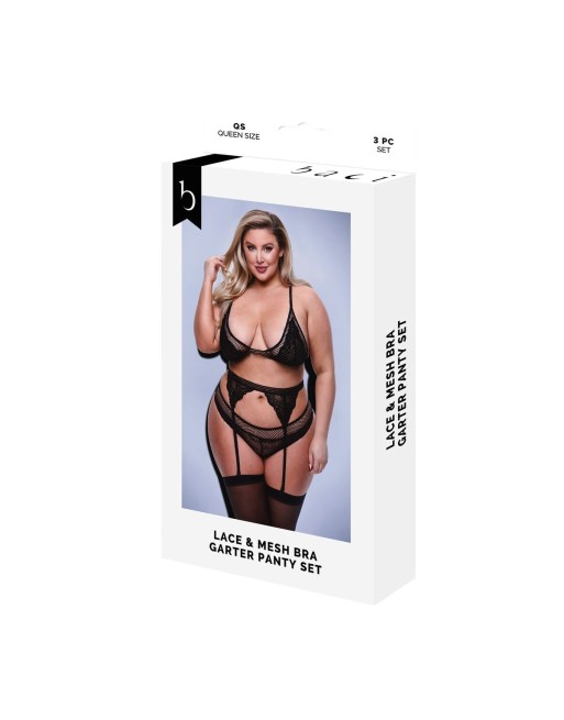 Unterwäsche-Set Baci Lingerie Schwarz 3 Stücke (Queen)