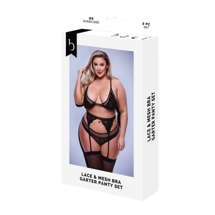 Underwear Set Baci Lingerie Black 3 Pieces (Queen)