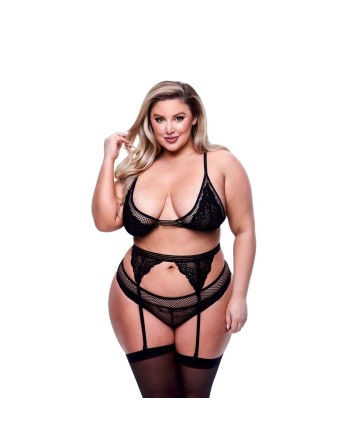 Unterwäsche-Set Baci Lingerie Schwarz 3 Stücke (Queen)
