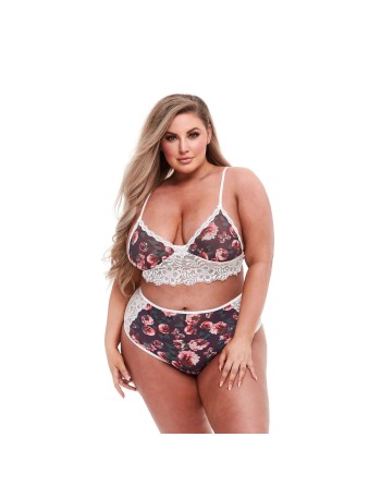 Conjunto de Lencería con Encaje Baci Lingerie Floral & Lace Gris (XL)