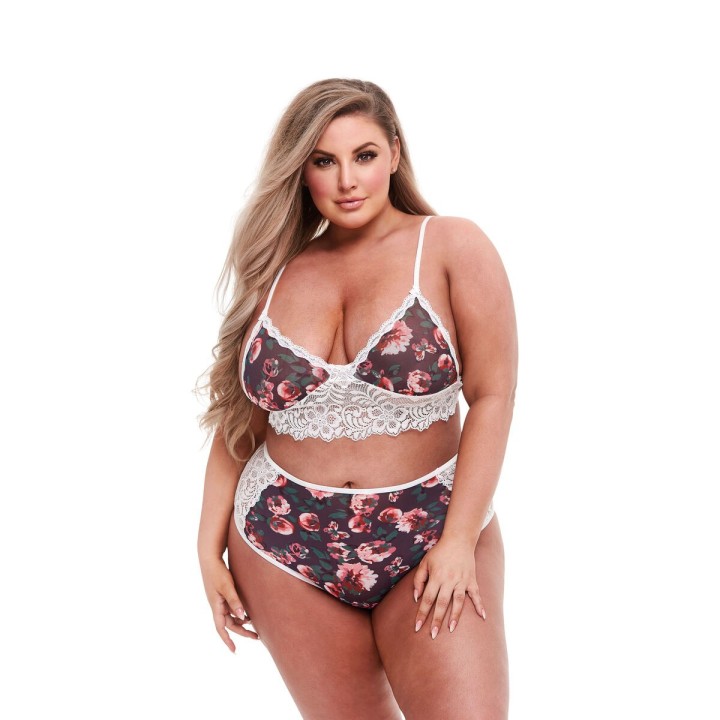 Spitzenunterwäsche-Set Baci Lingerie Floral & Lace Grau (XL)