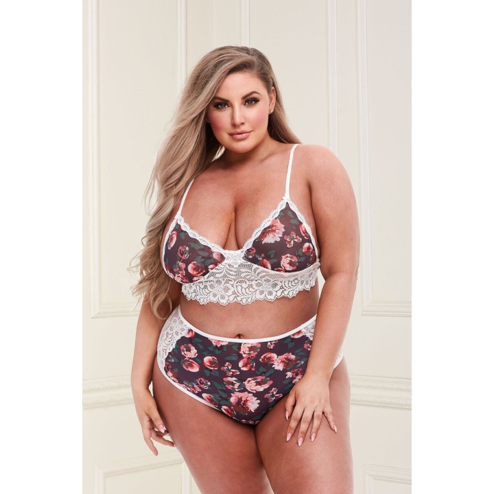 Spitzenunterwäsche-Set Baci Lingerie Floral & Lace Grau (XL)