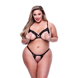 Conjunto de Lencería Baci Lingerie Open Back Negro 2 Piezas (Queen size)