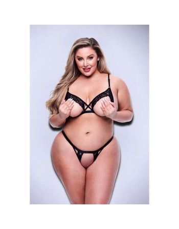 Underwear Set Baci Lingerie Open Back Black 2 Pieces (Queen size)