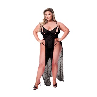 Babydoll Baci Lingerie Gown & G-string Schwarz Queen size 2 Stücke