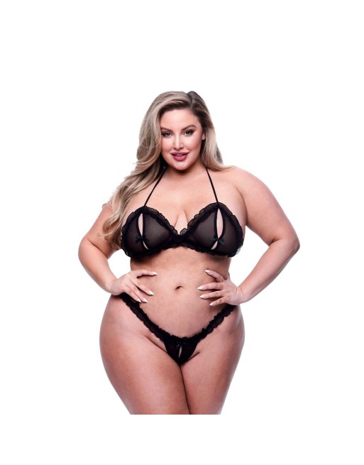 Undertøj Sæt Baci Lingerie Crotchless G- Sort 2 Dele (Queen size)