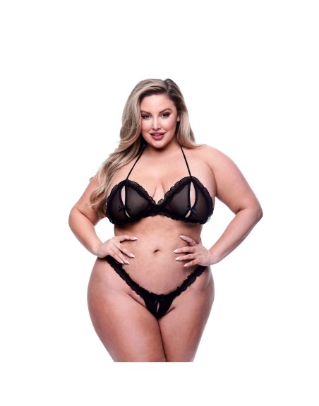 Undertøj Sæt Baci Lingerie Crotchless G- Sort 2 Dele (Queen size)