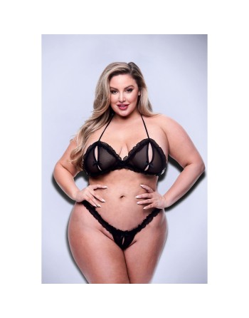 Underwear Set Baci Lingerie Crotchless G- Black 2 Pieces (Queen size)