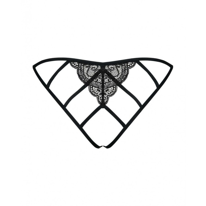 Höschen Obsessive Miamor crotchless panties L/XL Schwarz Spitze