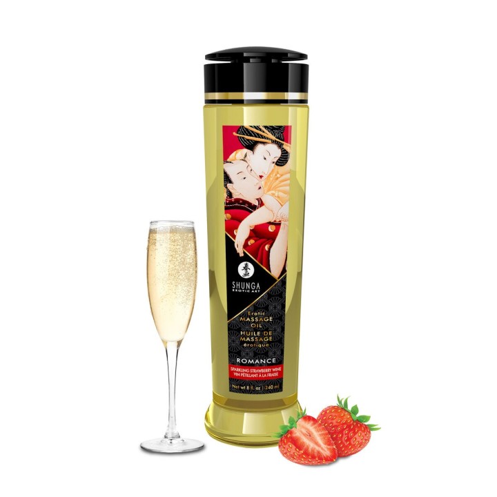 Huile de massage érotique Shunga 240 ml Champagne aux fraises