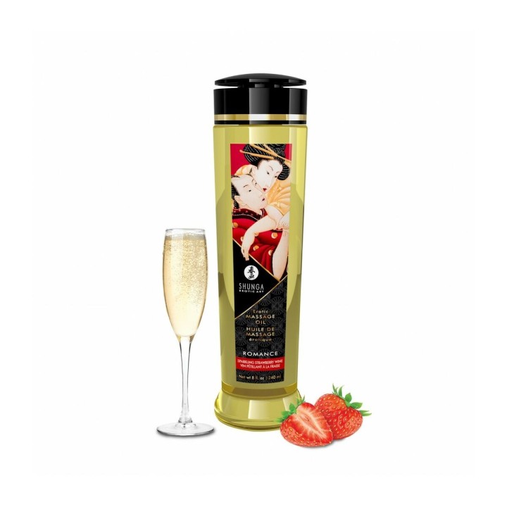 Huile de massage érotique Shunga 240 ml Champagne aux fraises