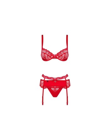 Conjunto de Lencería con Encaje Obsessive Heartina Rojo L/XL