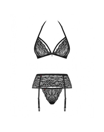 Conjunto de Lencería con Encaje Obsessive 838-SEG-1 Negro S/M