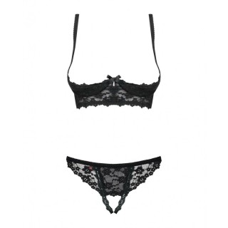 Conjunto de Lencería con Encaje Obsessive Letica Negro S/M