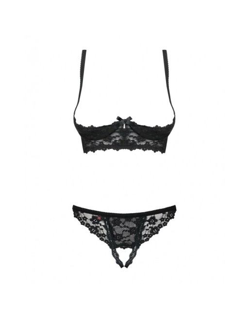 Ensemble de Lingerie en Dentelle Obsessive Letica Noir S/M