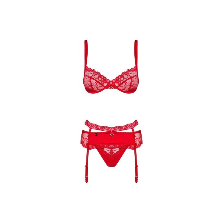 Spitzenunterwäsche-Set Obsessive Heartina Rot S/M
