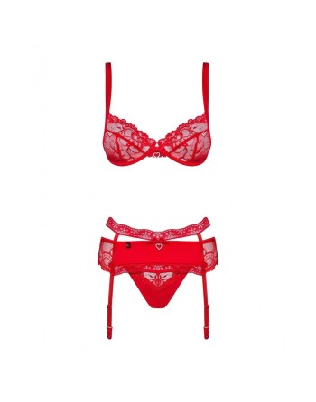 Conjunto de Lencería con Encaje Obsessive Heartina Rojo S/M