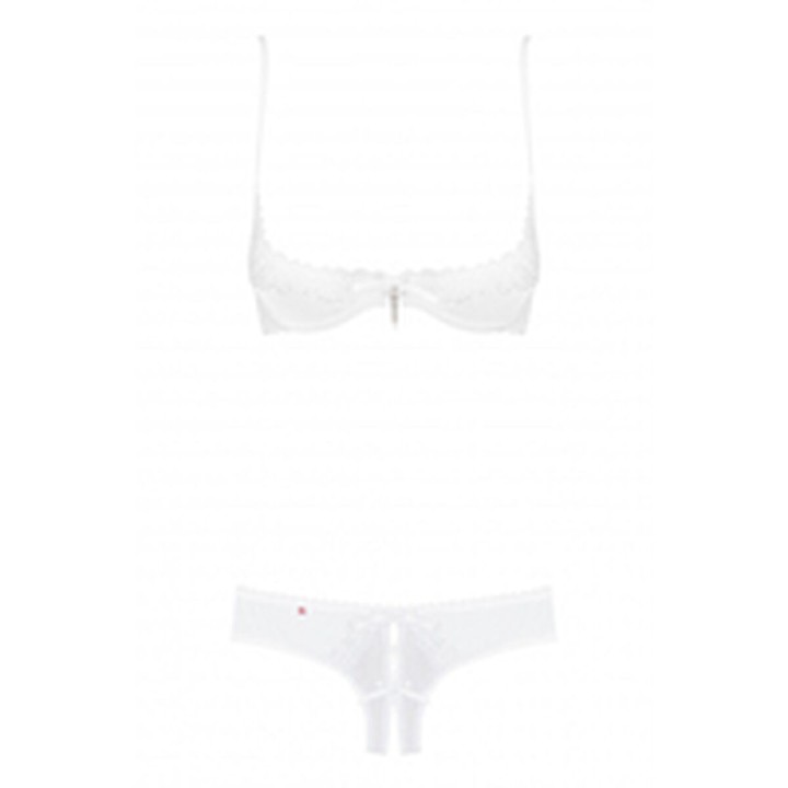 Ensemble de Lingerie en Dentelle Obsessive Alabastra Blanc S/M