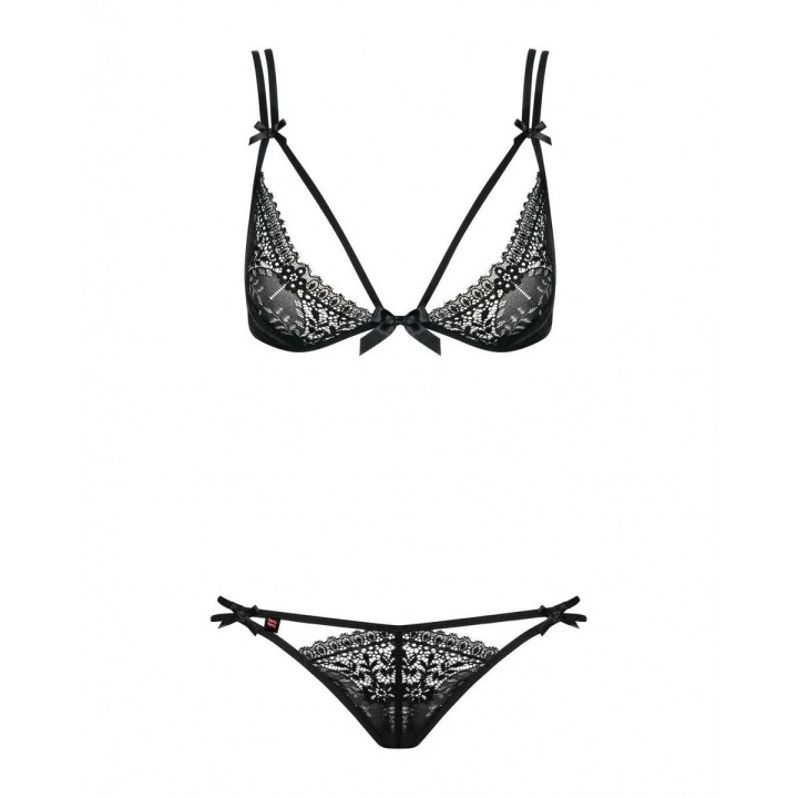 Conjunto de Lencería con Encaje Obsessive Intensa set Negro S/M
