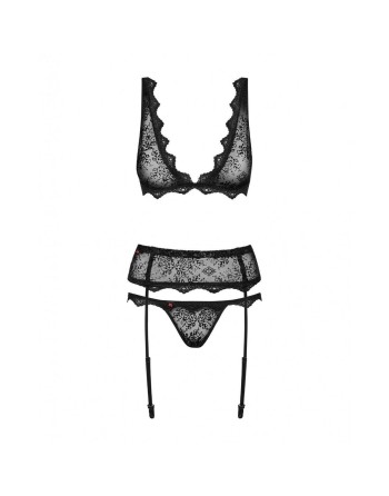 Spitzenunterwäsche-Set Obsessive Emperita Schwarz S/M