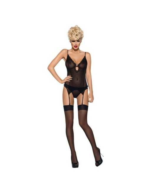 Calze con Reggicalze Obsessive S800 Nero L/XL