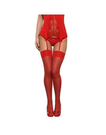 Stockings with Garter Obsessive OB1472 Red S/M
