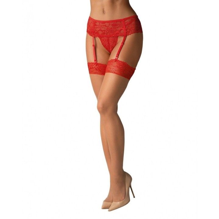 Calze con Reggicalze Obsessive 838-STO-3 Rosso L/XL