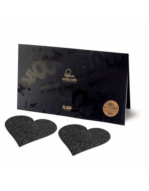 Copricapezzoli Flash Heart Black Bijoux Indiscrets 155 Nero