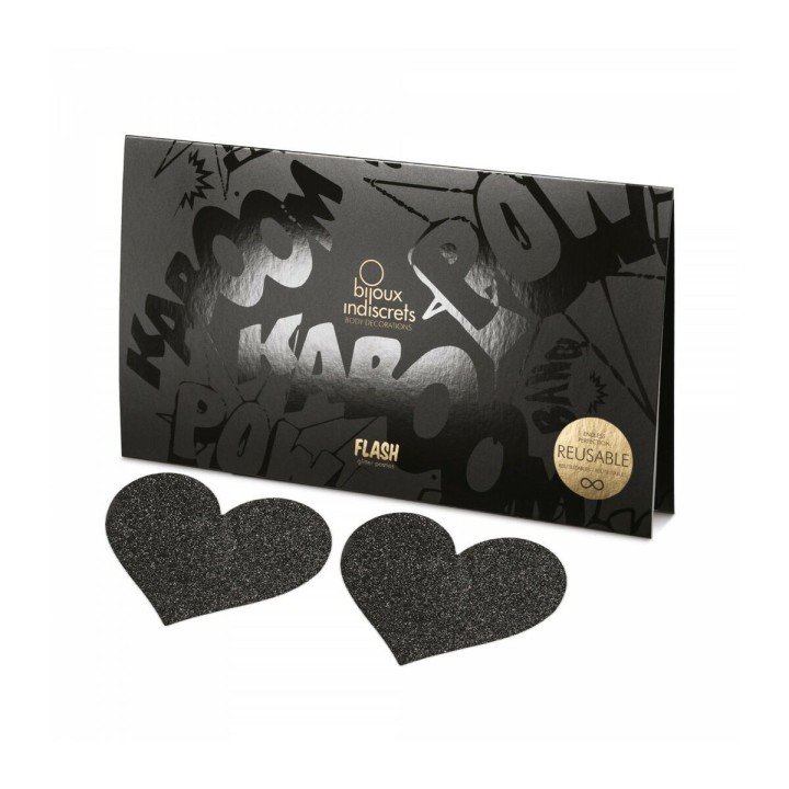 Copricapezzoli Flash Heart Black Bijoux Indiscrets 155 Nero