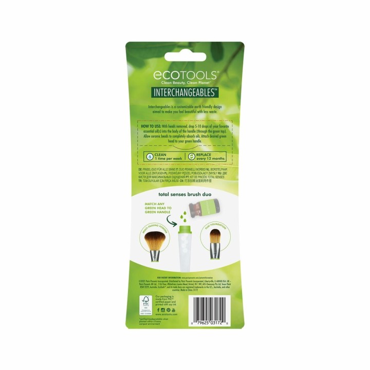 Makeup børste Total Sense Ecotools Total Senses Brush Duo 3 Dele