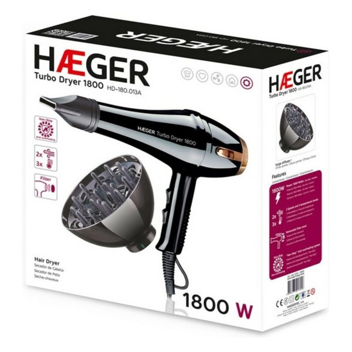 Hårtørrer Haeger HAEGER TURBO DRYER 1800 W Sort