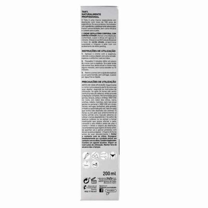 Creme Depilatório Corporal Carbón Activado Taky Carbon Activado 200 ml