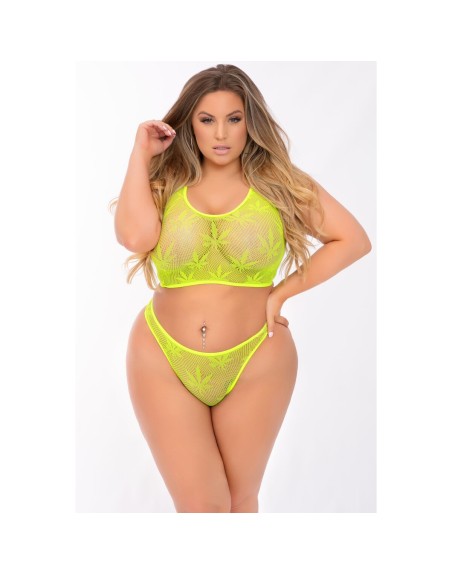 Conjunto de Lencería Pink Lipstick Verde (3XL/4XL)