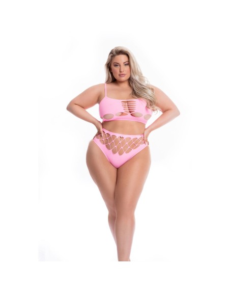 Ensemble de Lingerie Pink Lipstick Rose (XL)