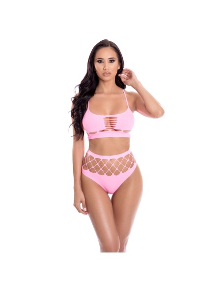 Ensemble de Lingerie Pink Lipstick Rose (Taille unique)