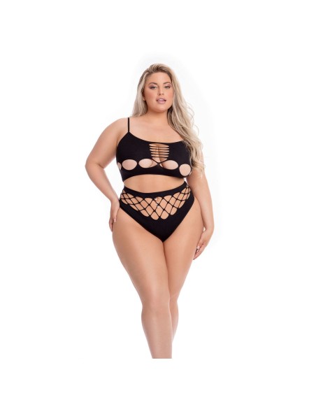 Ensemble de Lingerie Pink Lipstick Noir (XL)