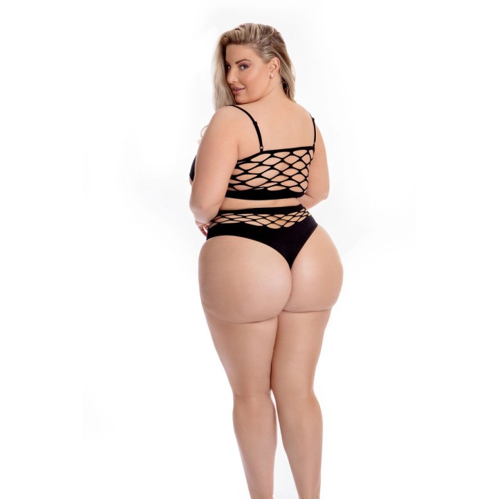Unterwäsche-Set Pink Lipstick Schwarz (XL)