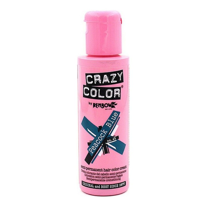Halvpermanent farvning Peacock Blue Crazy Color Nº 45 (100 ml)