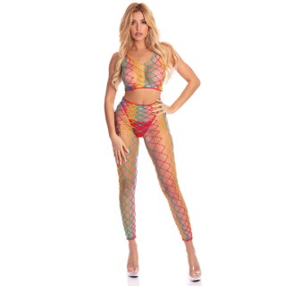Bodystocking Pink Lipstick Bunt (Einheitsgröße)