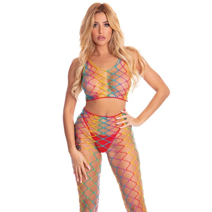 Bodystocking Pink Lipstick Bunt (Einheitsgröße)
